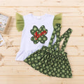 Girls Clover Graphic Tee and Printed Pinafore Skirt Set