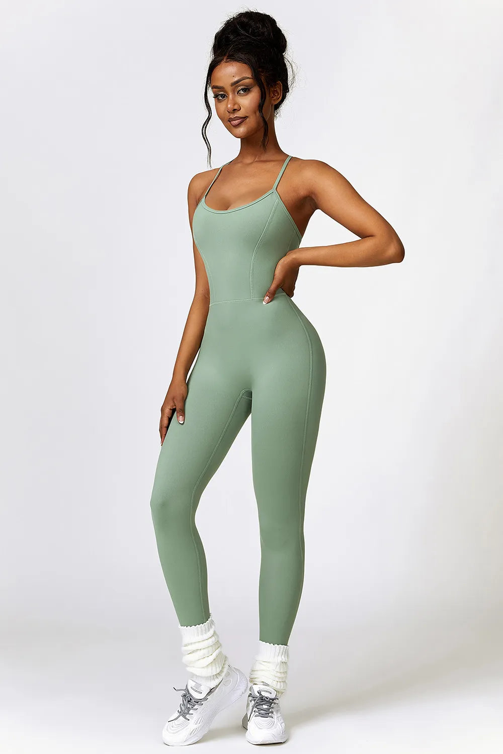 Basic Open Back Spaghetti Strap Active Jumpsuit