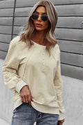 Solid Long Sleeve Round Neck Sweatshirt