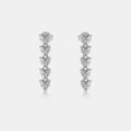 Inlaid Heart Zircon 925 Sterling Silver Drop Earrings