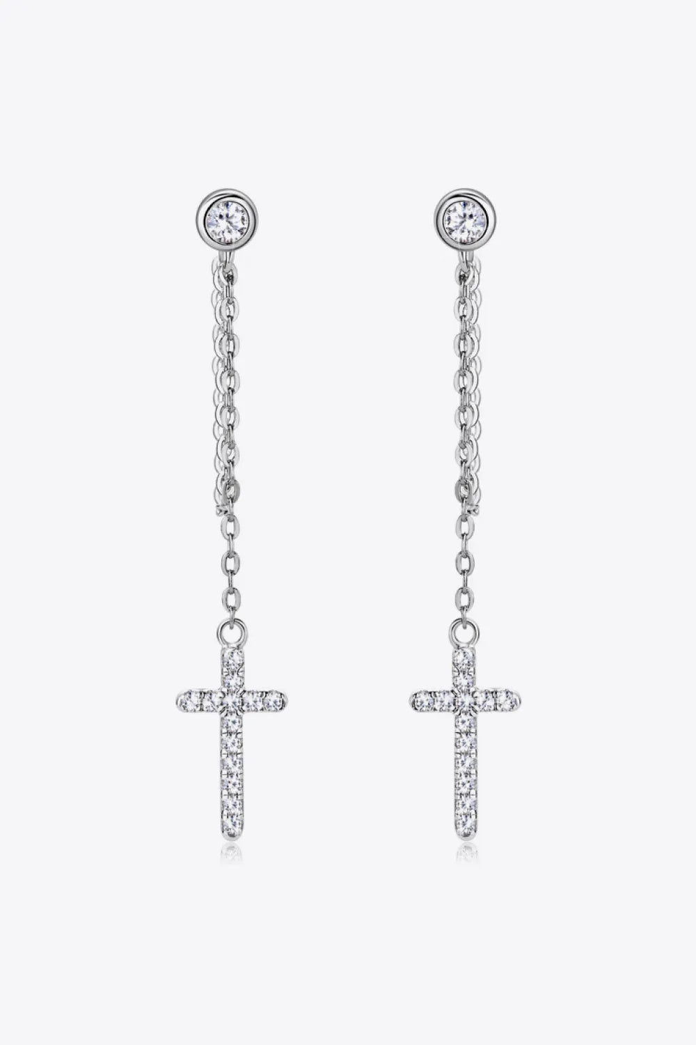 Moissanite 925 Sterling Silver Cross Earrings