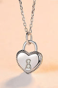 Heart Lock Pendant 925 Sterling Silver Necklace