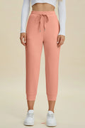 Basic Full Size Air Scuba Drawstring High Waist Cropped Pants