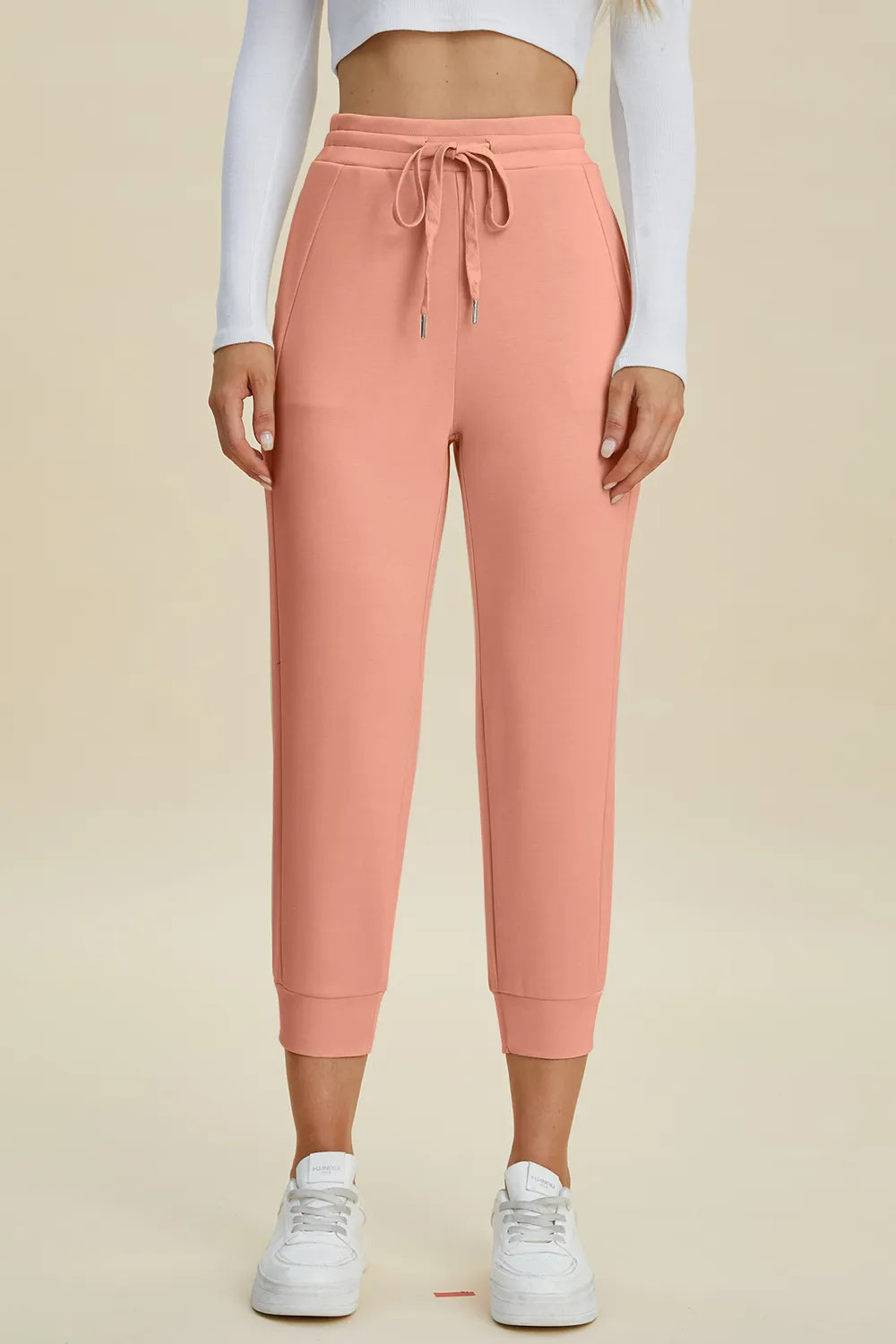 Basic Full Size Air Scuba Drawstring High Waist Cropped Pants