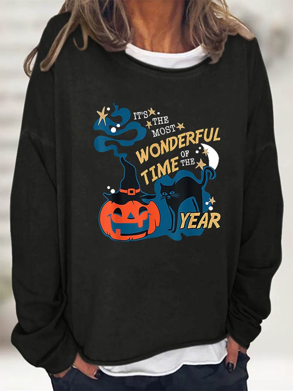 Round Neck Long Sleeve Full Size Graphic Sweatshirt