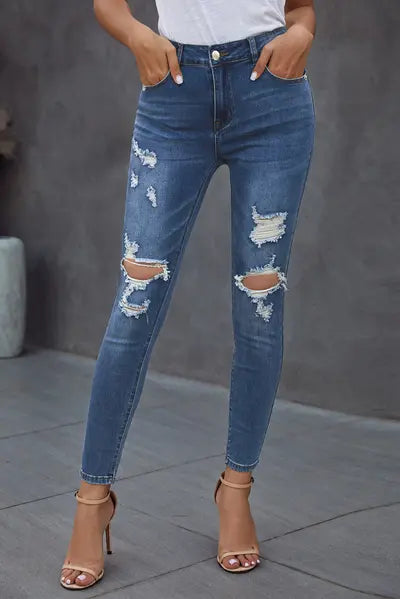 Baeful Vintage Skinny Ripped Jeans