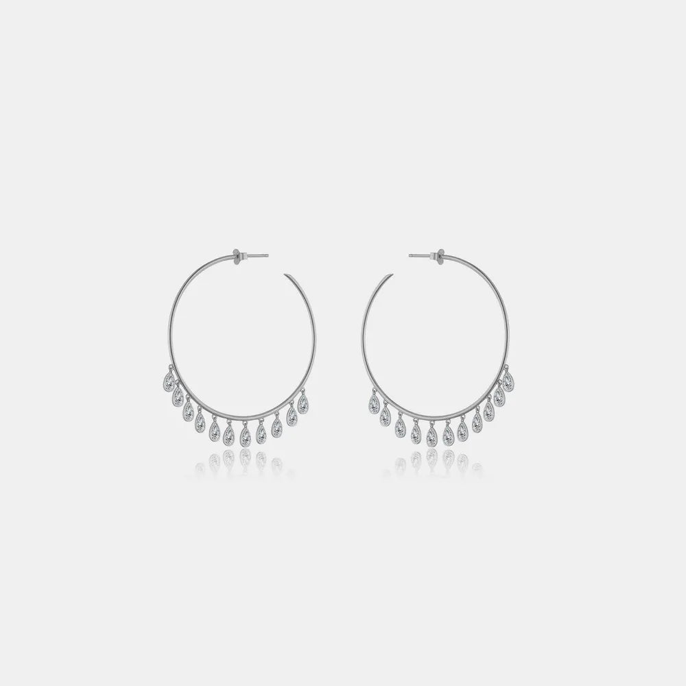Inlaid Zircon 925 Sterling Silver Earrings