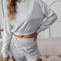 Crop Hoodie and Ruched Shorts Set