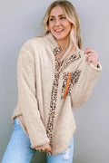 Leopard Snap Down Pocketed Collared Neck Jacket