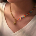 Heart Pendant Half Chain Half Bead Necklace